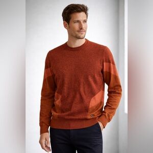 Emporio Armani Men's Burnt Orange Sweater 100% wool